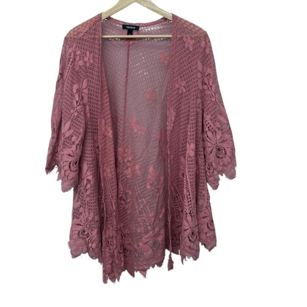 Torrid Mauve Lace Women Lightweight Cardigan Size 1/2 in Torrid